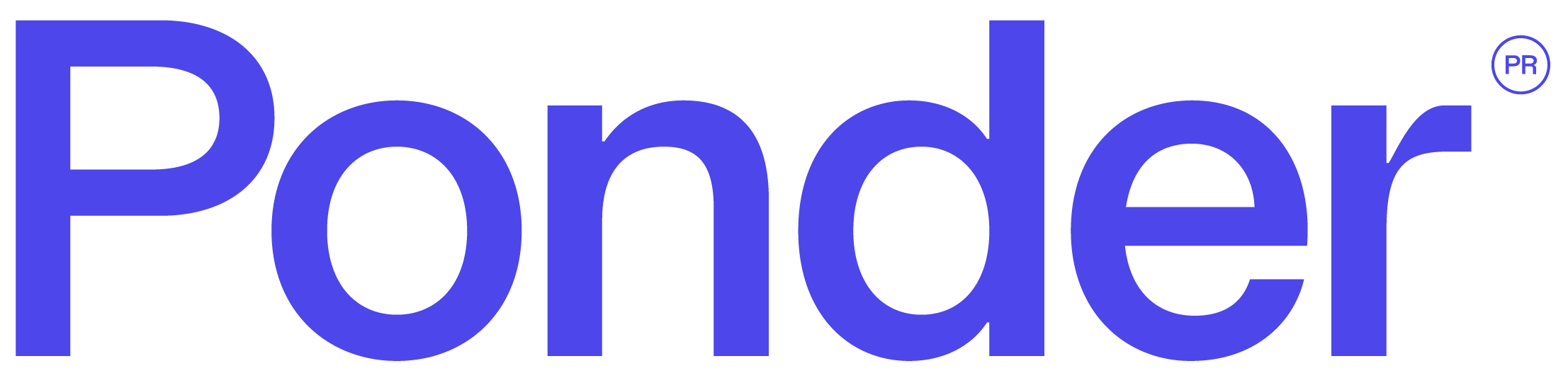 Blue 'Ponder' text on black background.